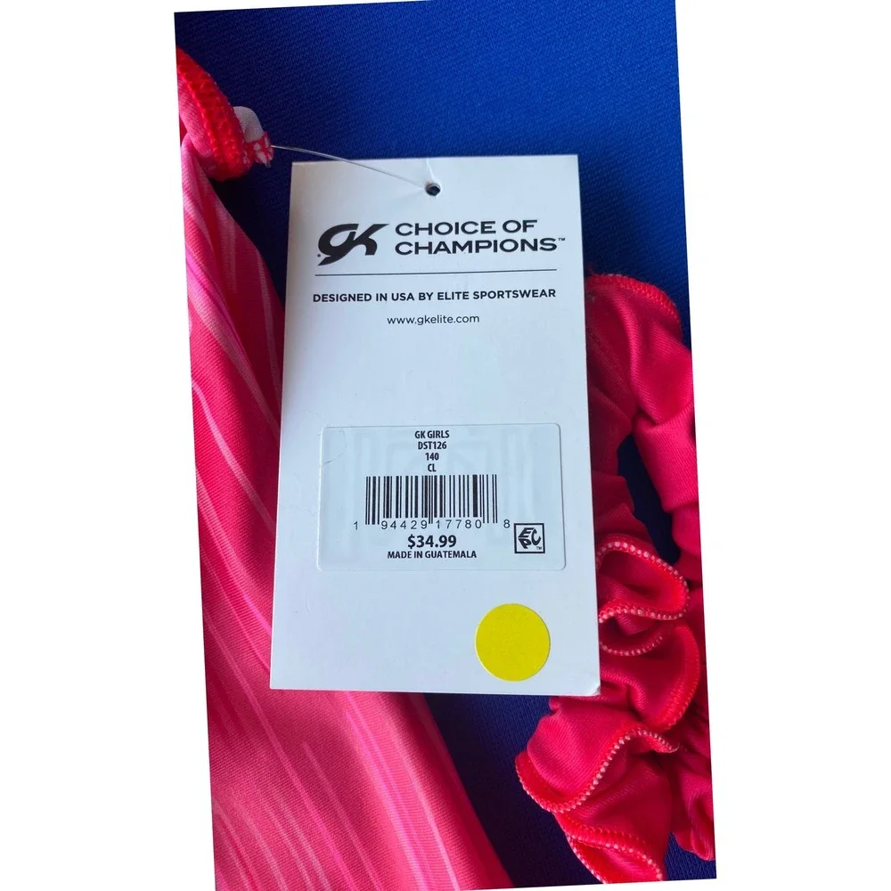 GK Elite Girls Gymnastics Leotard Pink Ombre DST126 Size 140 CL New with Tags